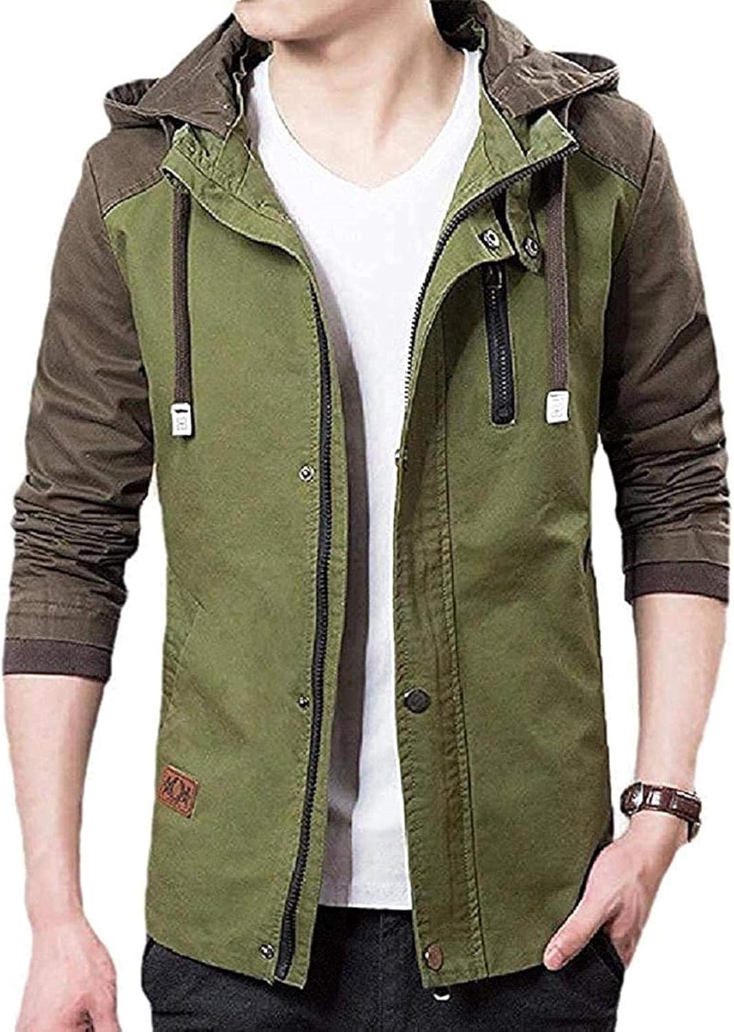 Mens Trench Lightweight Cotton Jackets Outdoor Coat with Hood Amazon