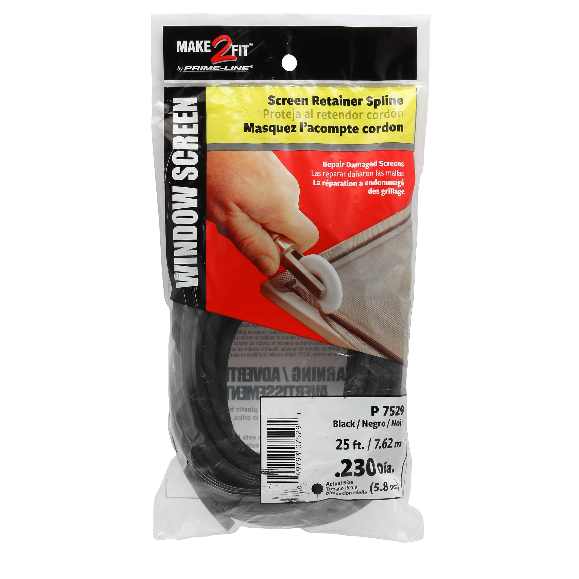 PRIME-LINE P 7529 Screen Retainer Spline, Black, 0.23 in