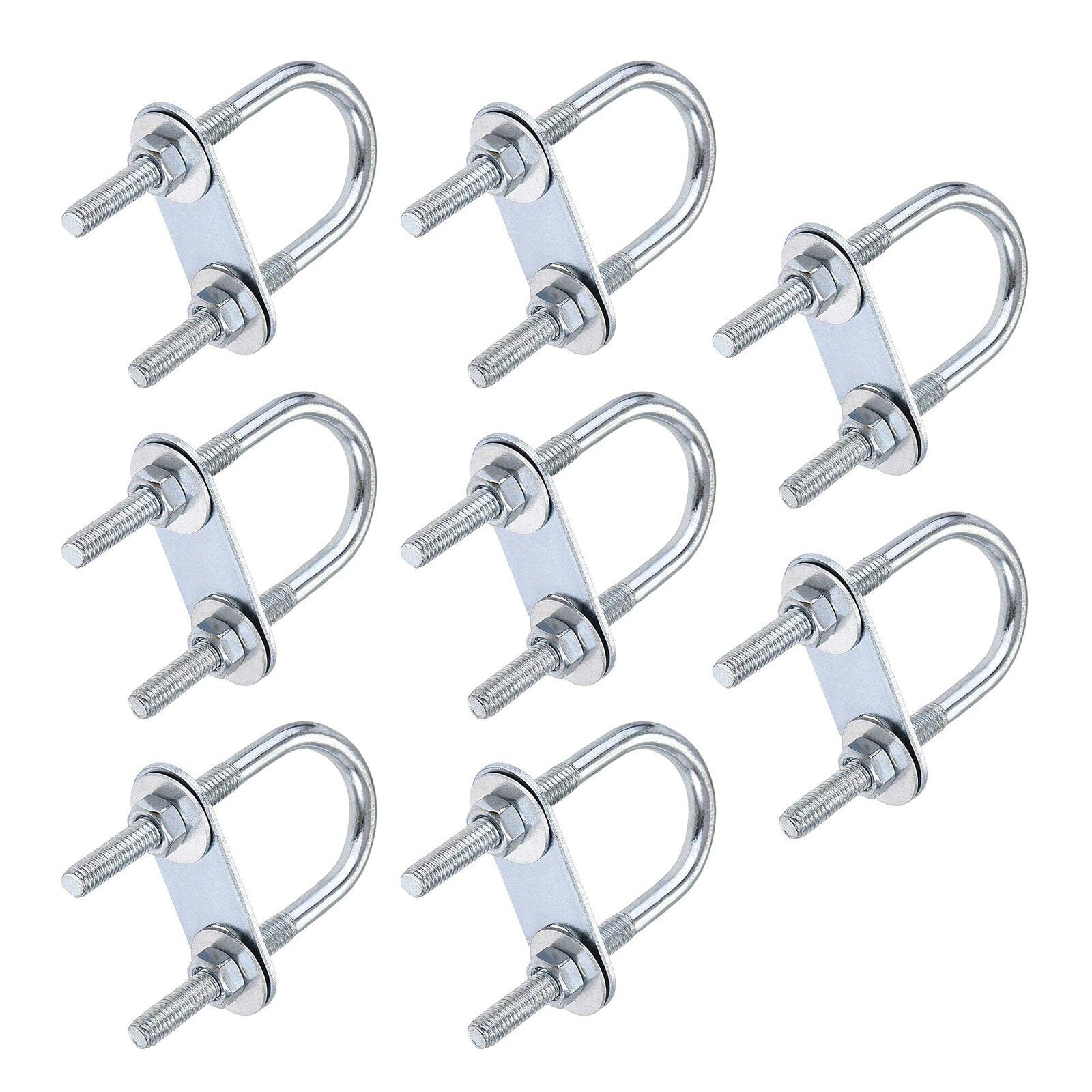 TOP-VIGOR 8 sets M6 Round U-Bolts, 25mm Inner Width 70mm Length Steel U-Bolts with Nut, Plate, Washer for Building Installations Mechanical Parts Connection Cehicles Ships — image 1