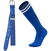AWAYTR Youth Baseball Socks and Belt - Kids Softball Belts and Socks Combo for Youth Boys Girls