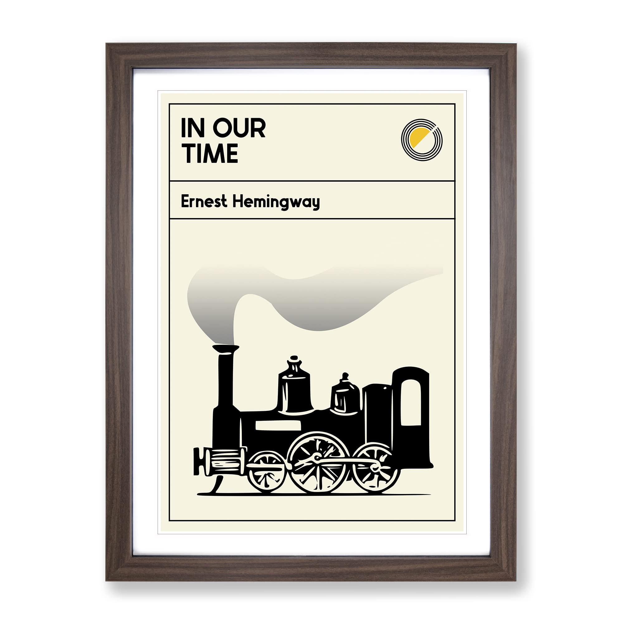 Book Cover In Our Time Ernest Hemingway Modern Framed Wall Art Print, Ready to Hang Picture for Living Room Bedroom Home Office Décor, Walnut A4 (34 x 25 cm)