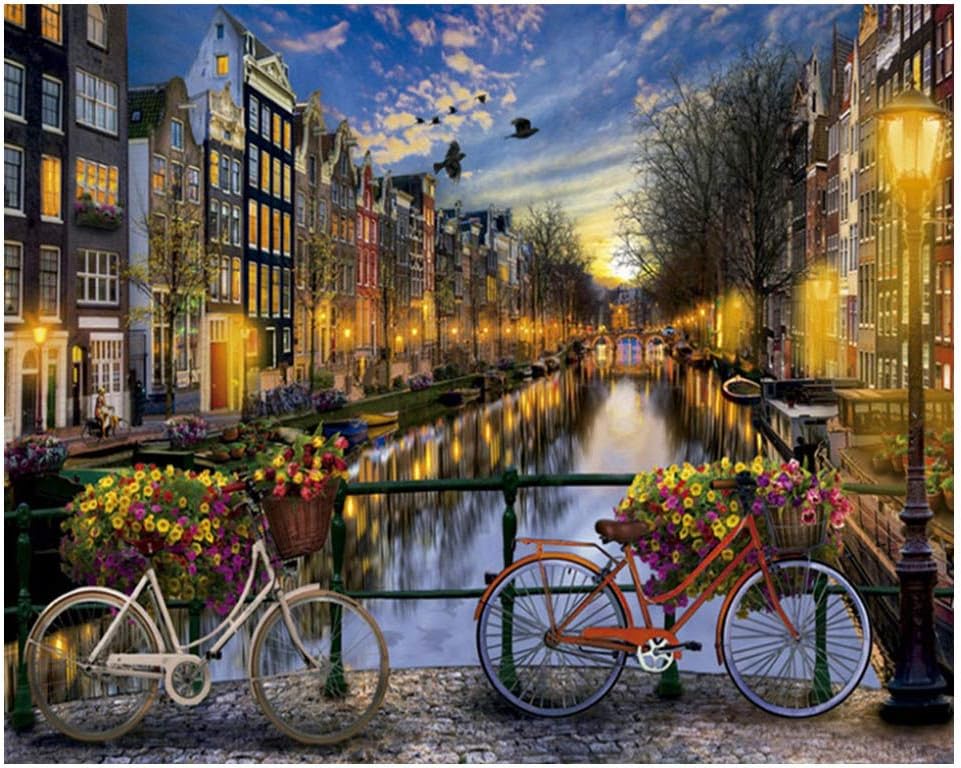 Hongxin DIY Paint by Numbers for Adults Kids, DIY Painting Acrylic Paint by Numbers Painting Kit Home Wall Craft Decor, Yellow Flower in Bottle (L)