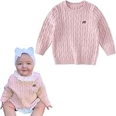 DAVE&BELLA Baby Knit Sweater, Toddler Girls Boys Crewneck Cashmere Sweater Long Sleeve Solid Pullover Spring Fall Kids Tops