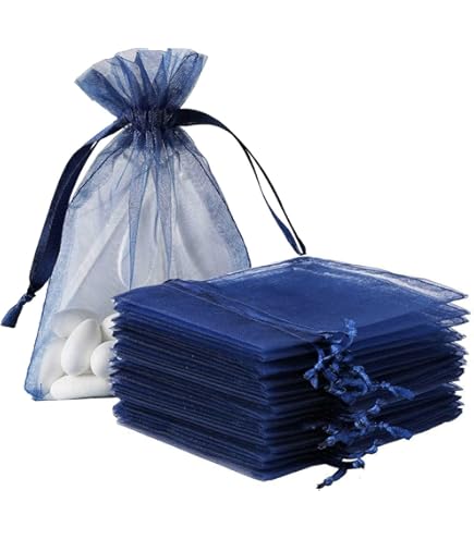 Jwsqmc Lot De 50 Sacs Cadeaux En Organza Avec Cordon De Serrage Pour