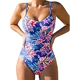 CUPSHE Women's One Piece Swimsuit V Neck Tummy Control Bathing Suit Crisscross Back Self Tie Ruched Swimwear