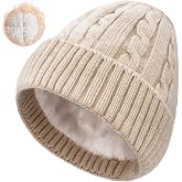 Beurlike Winter Beanie Hats for Women Fleece Lined Warm Thick Soft Stretch Knit Cap for Cold Weather