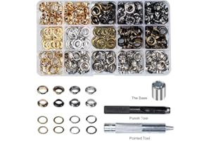 INNETOC 200 Sets - Grommet Eyelets 8mm 5/16" Inside Diameter 600# with Setting Tool Canvas Clothes (5/16", Mixed)
