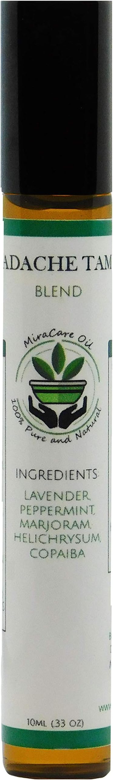 Headache Tamer (100% Pure, Best Therapeutic Grade Essential Oil) - Includes Peppermint, Lavender, Copaiba, Helichrysum, Marjoram - 10ml
