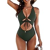Blooming Jelly Womens Sexy One Piece Swimsuit Cut Out Slimming Bathing Suit V Neck Crisscross Back Swimwear