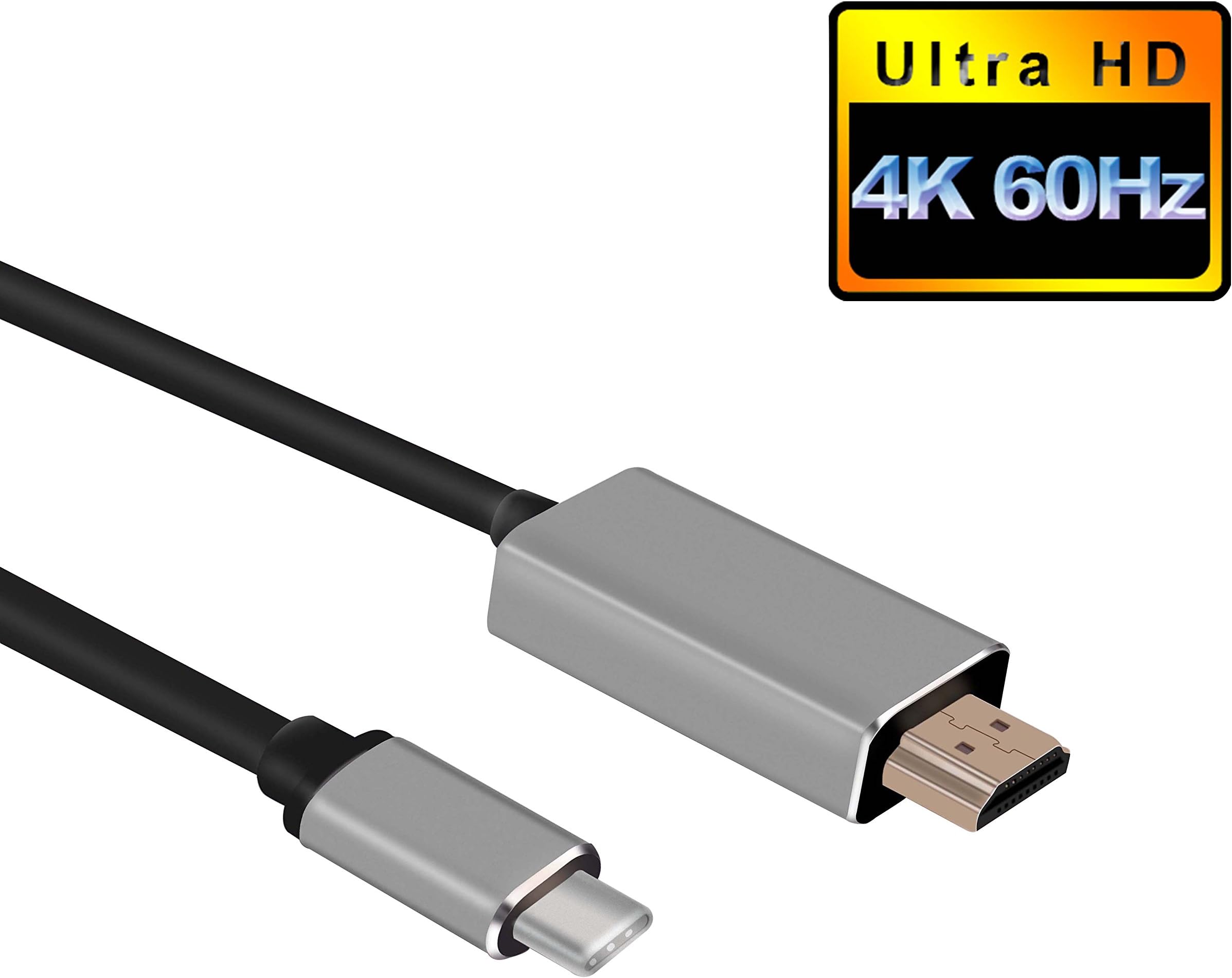 4U USB 3.1 Type C to HDMI Cable with Aluminium Case Support 4K*2K@60Hz for MacBook Pro 2017 / Dell XPS 13/Galaxy S8/S8+ & More (Space Gray,1.8M/6FT)
