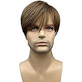 Aimole Men Wigs Short Straight Hair Synthetic Wig 6 inches(10 Medium Golden Brown)