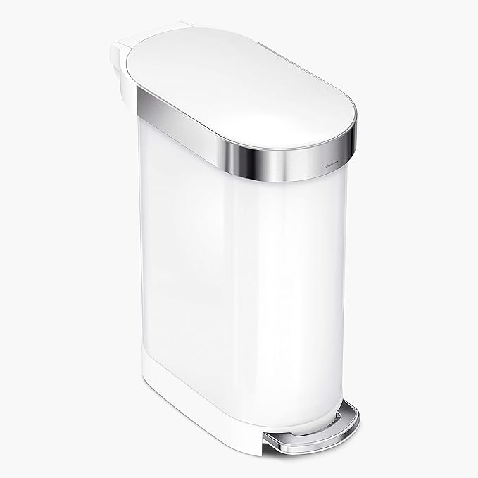 simplehuman 45L Slim Pedal bin, White Steel Amazon.co.uk Kitchen & Home