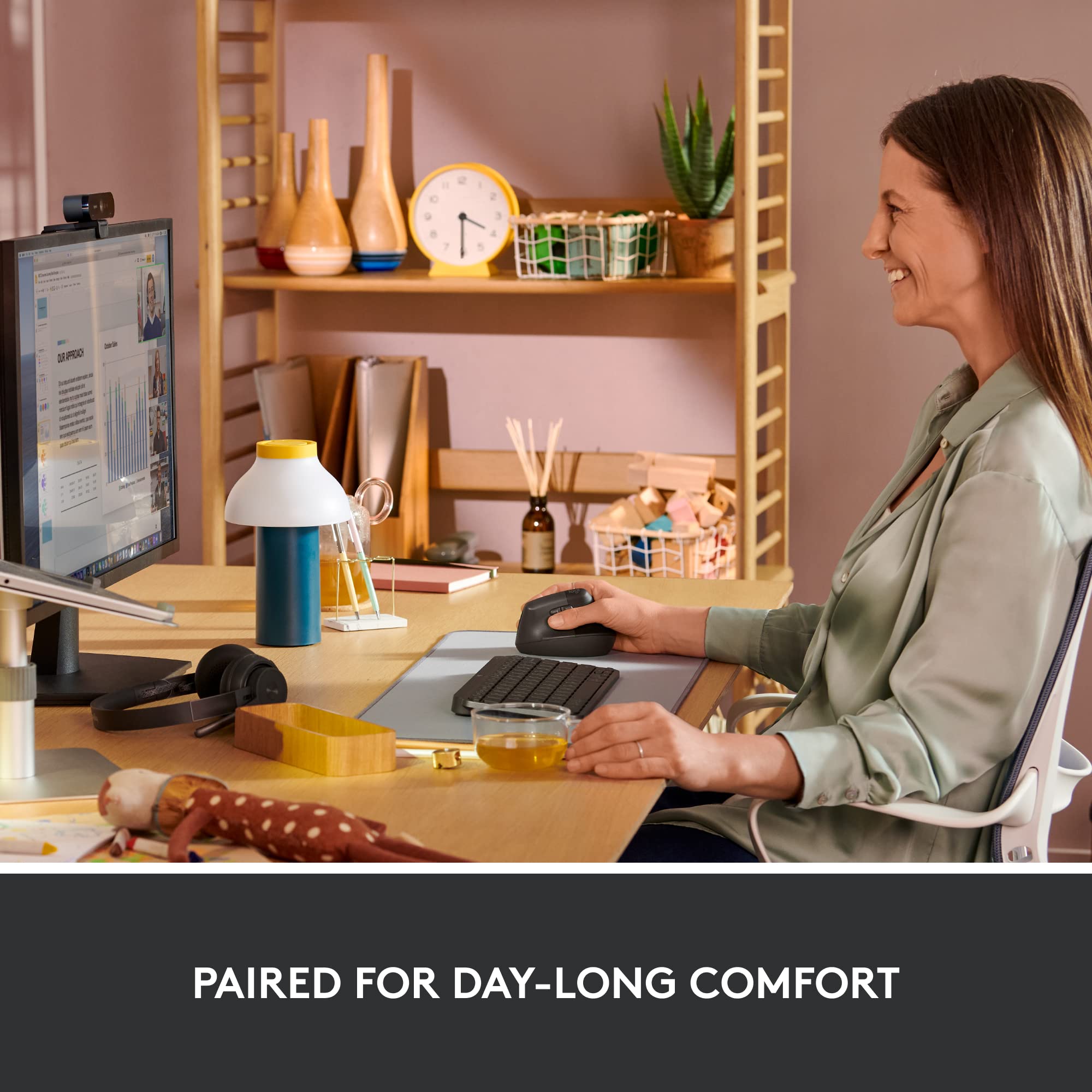 Logitech MX Keys Mini Keyboard and Lift Vertical Ergonomic Mouse Combo - Wireless, Backlit Keys, Bluetooth or Logi Bolt USB receiver, Quiet, Windows/macOS/iPadOS, Laptop, PC - Graphite
