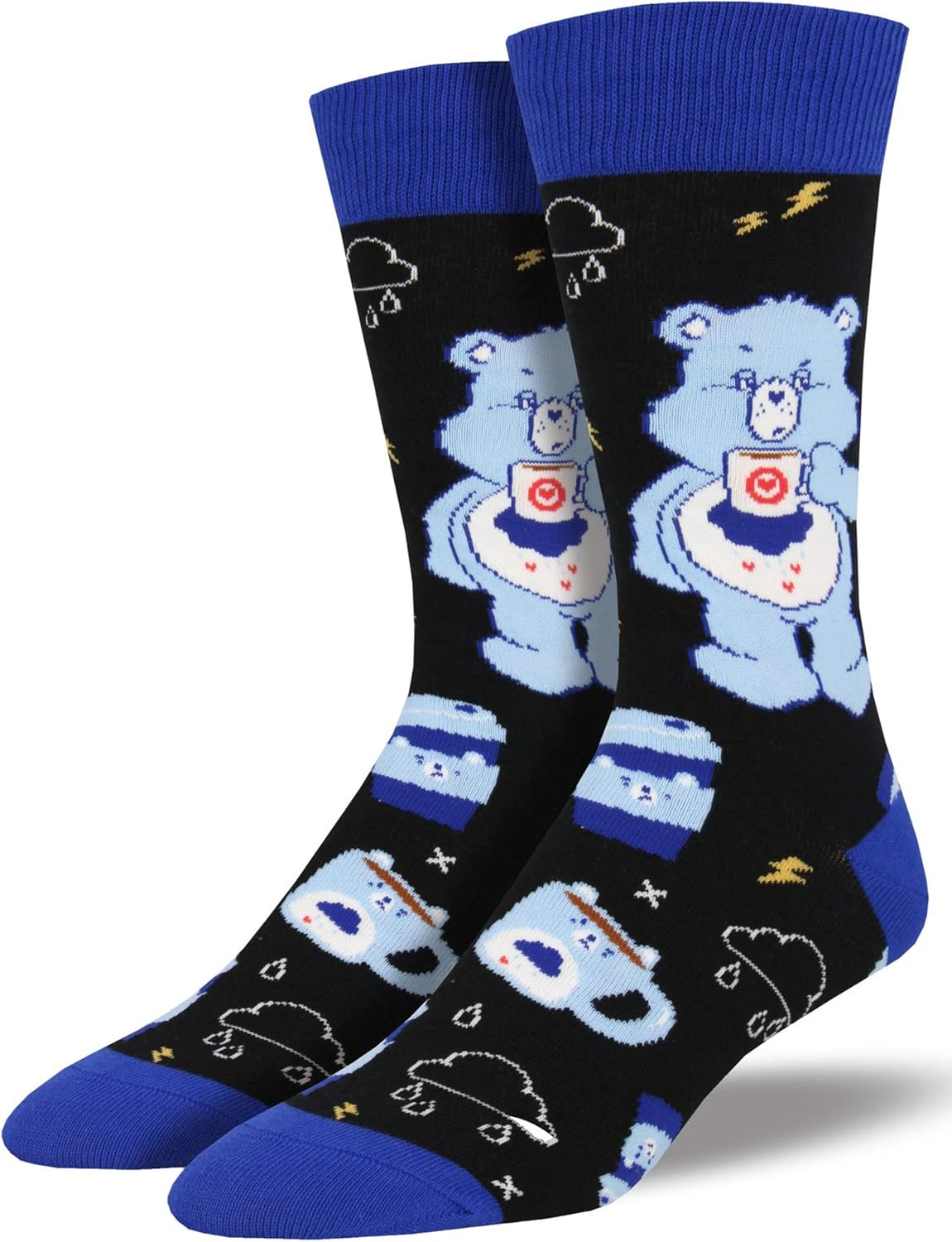 Socksmith Men's More Coffee Less Grumpy Care Bears Novelty Socks, Black: Shoes