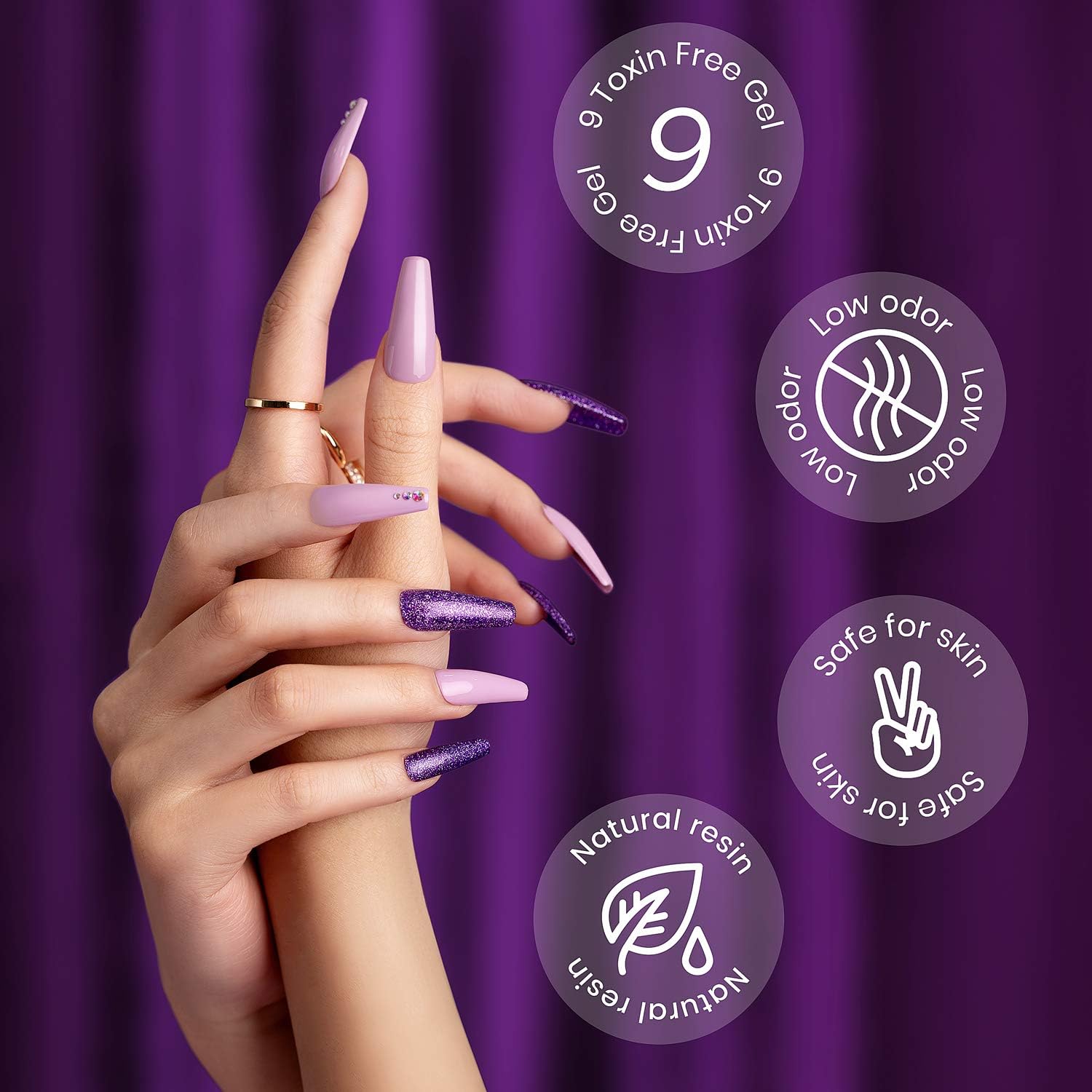 Beetles Purple Gel Nail Polish Kit- 6 Colors Gel Polish Set Grape Purple Nail Polish Soak Off LED Gel Nail Kit Nail Art Manicure Salon DIY at Home: Health & Personal Care