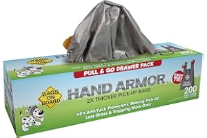 Bags on Board Dog Poop Bags - Extra Thick Waste Pickup Bags with Easy Tie Handles - Easy Dispensing Drawer Pack - 200 Count