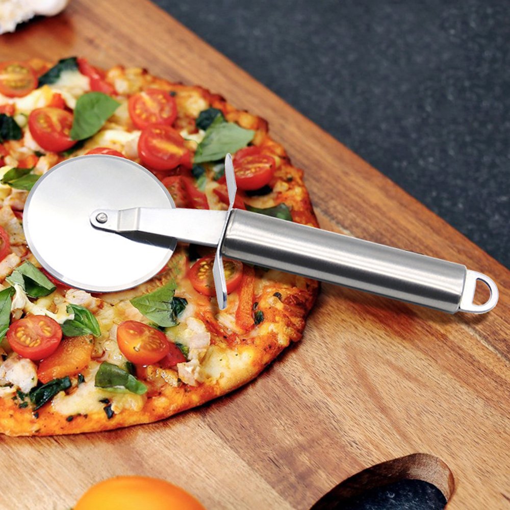 MZCH Stainless Steel Kitchen Utensil Tools and Gadgets Set - Cake cutter, Pizza Cutter Wheel, Cheese Slicer Cutter, Cheese Knife (Set of 4)