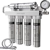 Vortopt Under Sink Water Purifier System, U2 Stainless Steel Water Filter | With Pressure Gauge, 0.01&mu;m Ultra Filtration Membrane, Retains Essential Minerals, High Flow Kitchen Sink Filter
