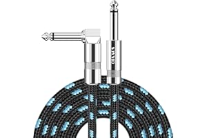 Sovvid Guitar Cable 10FT Professional Instrument Cable Electric Guitar AMP Cord Updated Version 1/4 TS Cable for Guitar Bass Mandolin Keyboard and Pro Audio, Right Angle to Straight (Black Blue)