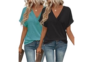 EyMuse 2PCS T Shirts Short Sleeve V Neck Tees Womens Fashion Tops Trendy Soft 2025 Casual Summer Spring Outfits Clothes