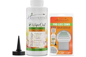 HEAD HUNTERS NATURAL LICE PRODUCTS Head Hunters Wipeout Pro Head Lice Treatment Kit - Includes Nit Comb & Shampoo That Kills Eggs and Lice, for Kids and Adults for Nit Removal, 12oz