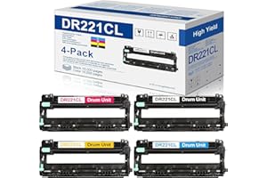 MOLIMER 4-Pack(1BK+1C+1Y+1M) DR221CL Drum Unit Set Replacement for Brother DR221 DR-221CL DR 221 CL DR221CL Drum for Brother HL-3140CW HL-3170CDW HL-3180CDW MFC-9130CW MFC-9330CDW MFC-9340CDW Printer