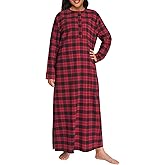 Esenchel Women's Plus Size Long Cotton Flannel Nightgown