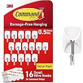 Command Small Wire Toggle Hooks, 16 Hooks and 24 Strips, Damage-Free Hanging Wall Hook with Adhesive, No Tools Required, Grea