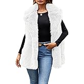 Simplee Women's Faux Fur Vest Coat Sleeveless Furry Jacket Warm Open Front Fur Vests