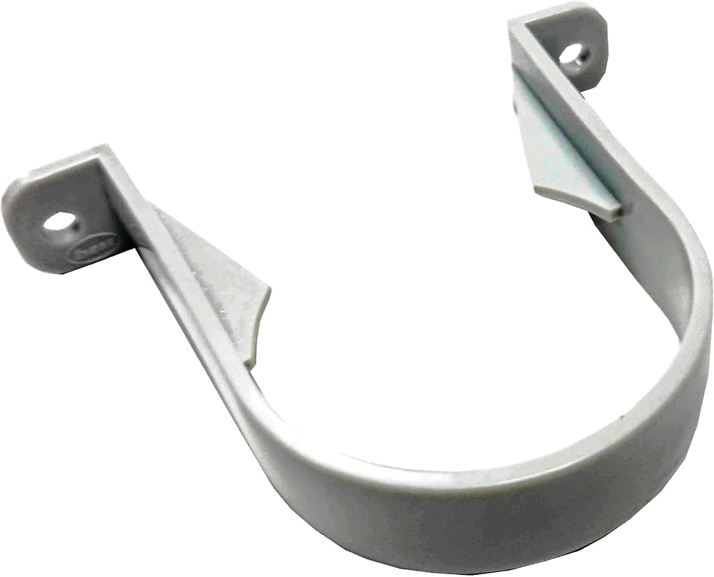 Merriway BH06827 2 Pcs Grey Gutter Downpipe Clips Brackets 68mm Pipe