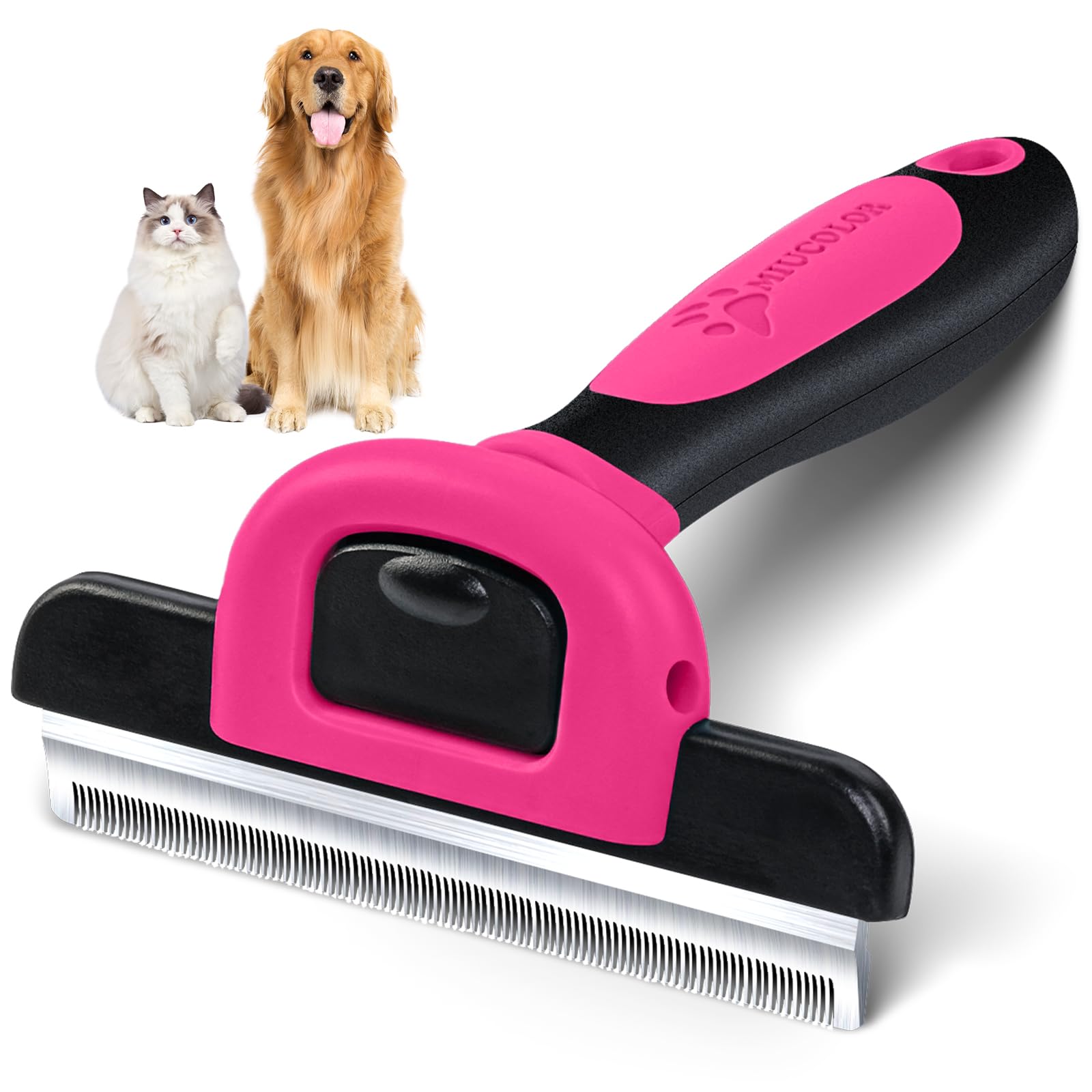 Photo 1 of MIU COLOR Pet Grooming Brush, Deshedding Tool for Dogs & Cats, Effectively Reduces Shedding by up to 95% for Short Medium and Long Pet Hair, Hot Pink