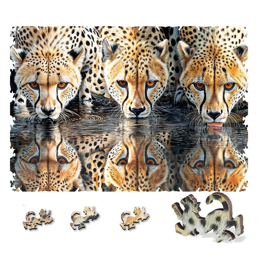 Wentworth Wooden Puzzles The Puzzle That Can't Be Tamed - 251 Pcs Extra Difficult Adult Jigsaw Puzzle, Big Cat Themed Irregular Pieces, M. Farella Design - Sustainably Sourced and British Made