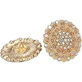 Rytenz 2 Pcs Rhinestone Buttons, Crystal Embellishments Buttons for Clothing Jewelry Making DIY Decoration Bottons for Sewing Crafts Wedding Bridal (Peach Colored Diamonds)