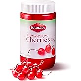 Haddar Red Maraschino Cherries with Stems, 15.2 oz | Old Fashioned Cocktail Cherries | Sweet &amp; Vibrant Cherries for Dessert Garnish, Baking, Drinks