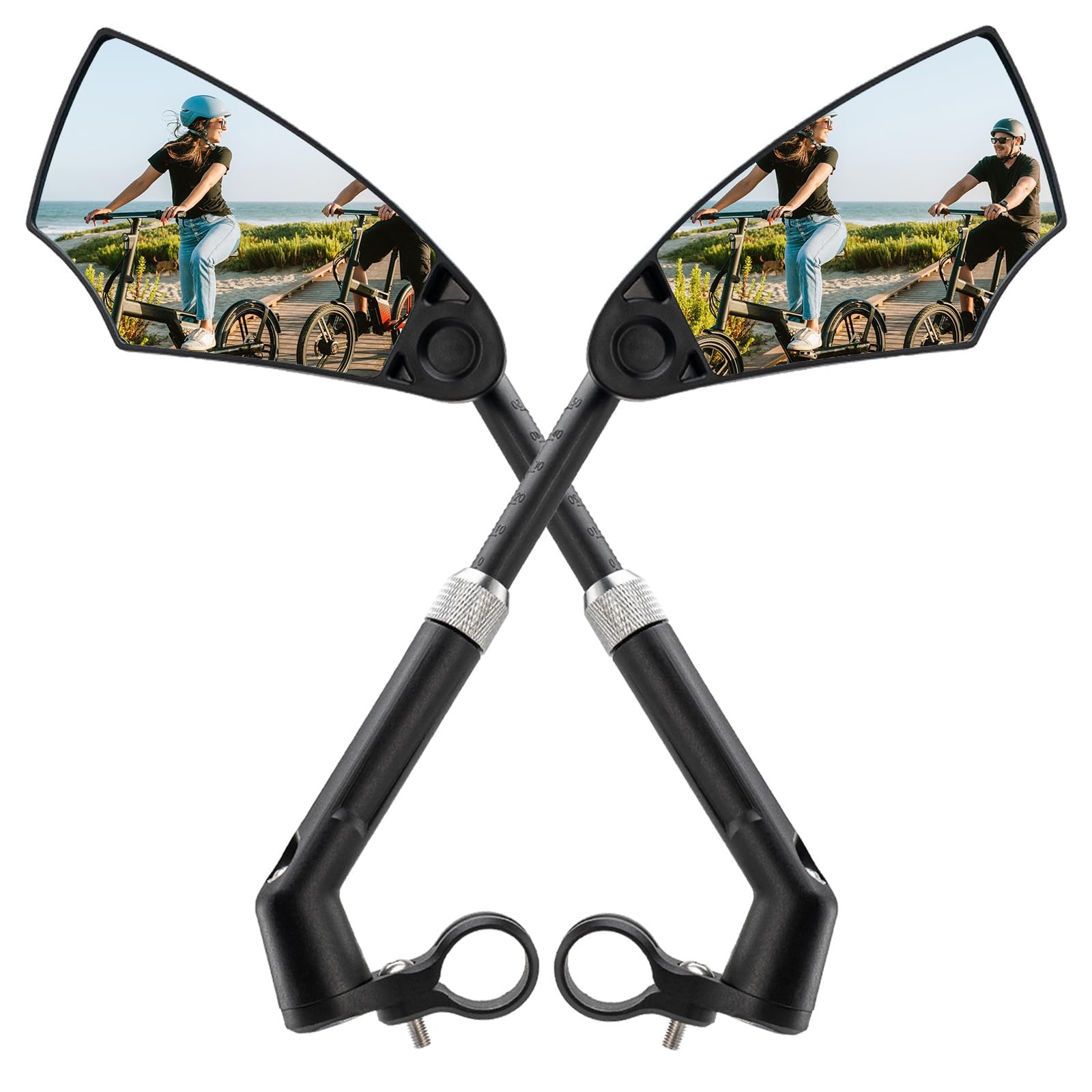ROCKBROS Bicycle Mirror 360°Rotatable and Foldable Bicycle Rear View Mirror for MTB, Racing Bikes, E-bikes, Electric Scooters, Handlebar Diameter of 20-23 mm, Impact-Resistant Real Glass