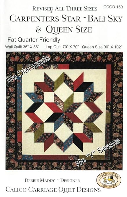 Carpenter S Star Bali Sky Quilt Pattern Fat Quarter Friendly 3