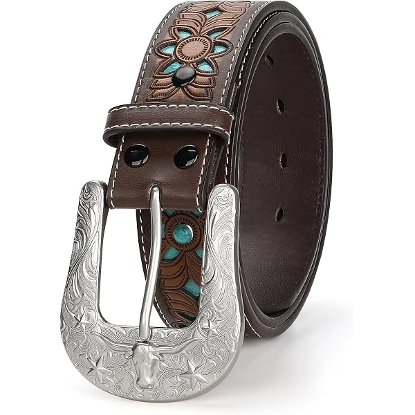 Ariat Western Dark Brown Leather Belt Sz Med Cow Skull Arrow Motif Rodeo Cowgirl Ariat Dark Brown Women main image 2