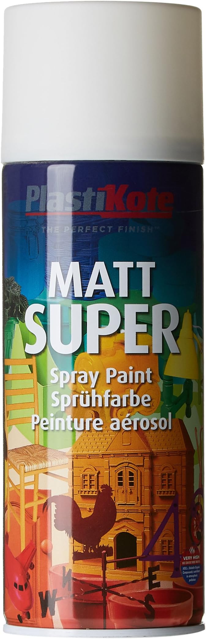 Plasti-kote 3100SE Super Matt Spray Paint White 400ml Hard Wearing