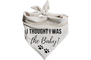 GENERIC Dog Bandanas Pregnancy Announcement I Thought I was The Baby! Paw Prints Oatmeal Beige (X-Large)