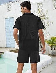 Fenxxxl Men's Linen Shirts and Shorts Short Sleeve