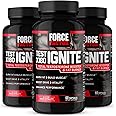 FORCE FACTOR Test X180 Ignite, Testosterone Booster & Fat Burner for Men, Testosterone Supplement to Help Build Muscle, Increase Energy, and Boost Vitality and Performance, 60 Count (Pack of 3)