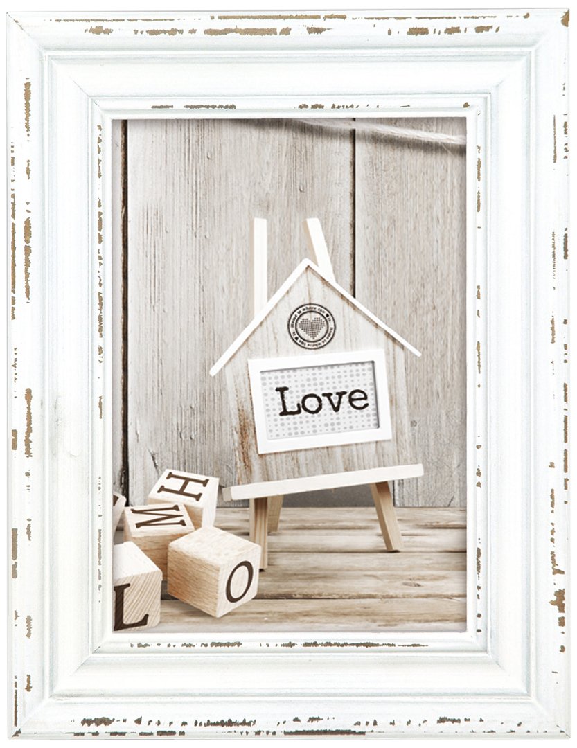 Zep SY946W Wooden Photo Frame,10 x 15cm, Rivoli Wood, White, Beige, 17 x 12 x1.8cm