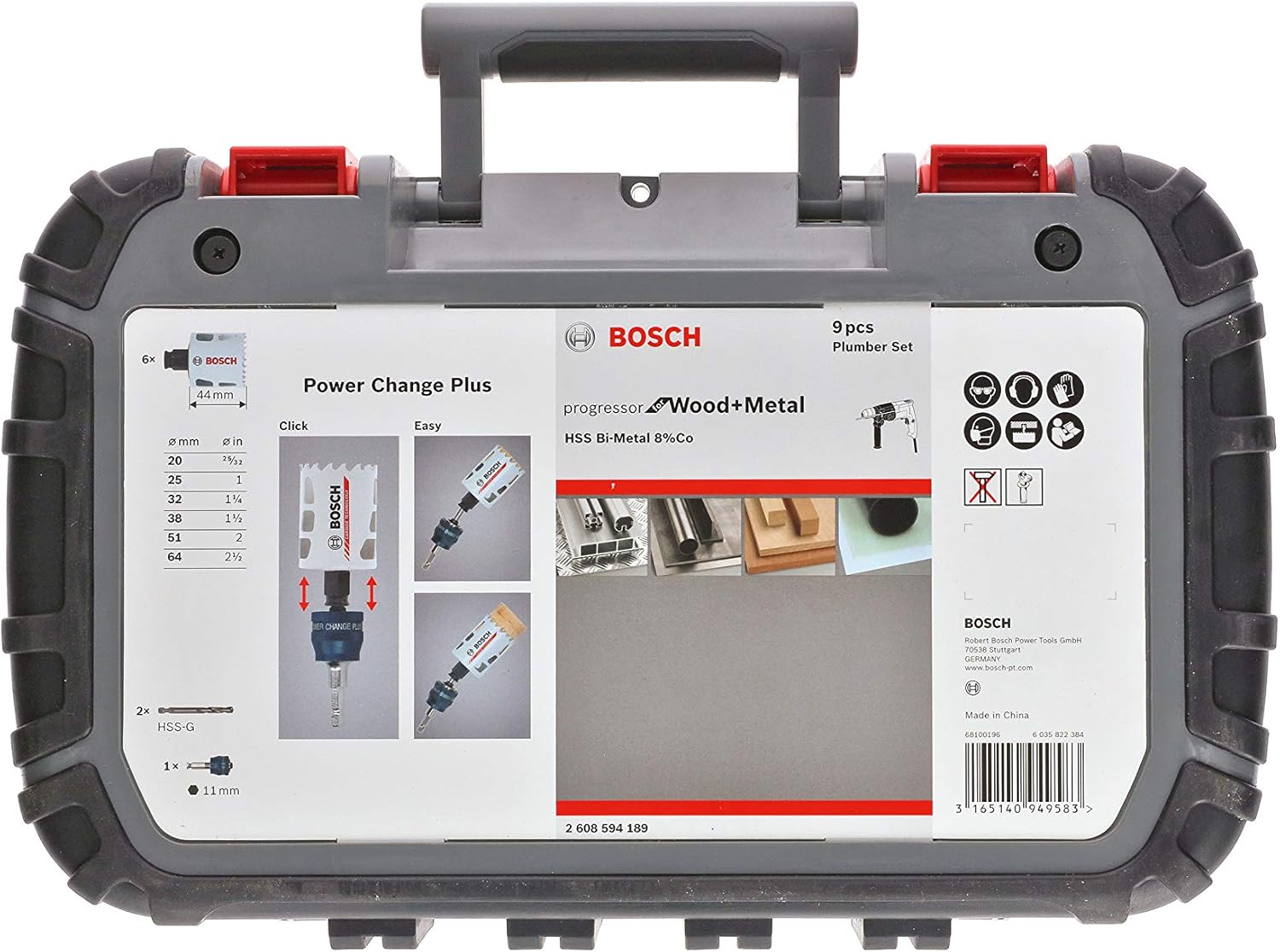 Bosch Professional 9 pcs. Hole Saw Progressor for Wood & Metal Set (for Plumbers diameter 20-64 mm, Accessory Drill) - Image 4