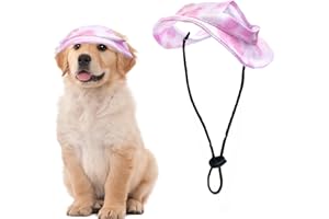 Pai Sence Summer Dog Hats for Medium Dogs Tie Dye Hearts Shape Dog Bucket Hat with Ear Holes Pink Dog Sun Hat Pupyp Outdoor Sun Protection M