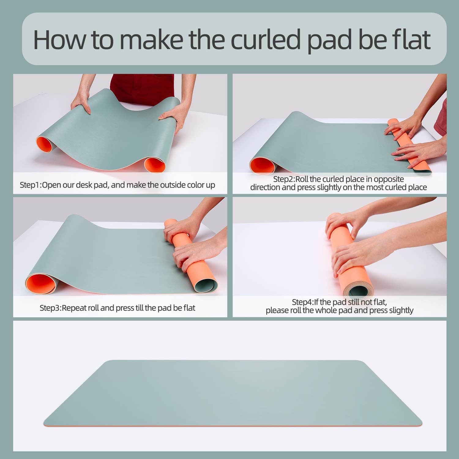 YSAGi Multifunctional Office Desk Pad, Ultra Thin Waterproof PU Leather Mouse Pad, Dual Use Desk Writing Mat for Office/Home (23.6" x 13.7", Glaucous Green+Orange) : Office Products