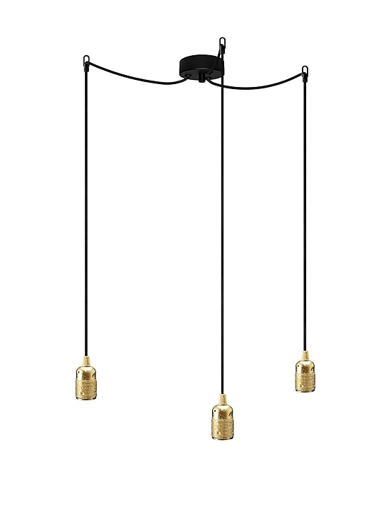 Hängeleuchte Bulb Attack UNO S3 (Blattgold/schwarz) - German, Pendant lamp Bulb Attack UNO S3 (gold leaves/black) - English.