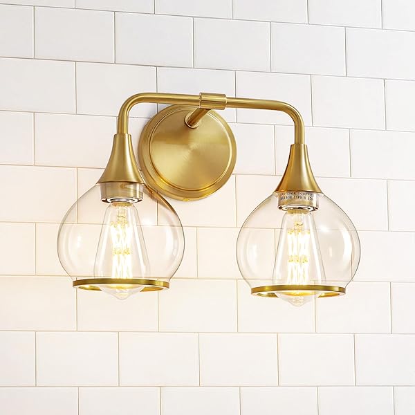 HAHZT GOLD BATHROOM LIGHT FIXTURES 2-LIGHTS VANITY LIGHTS...