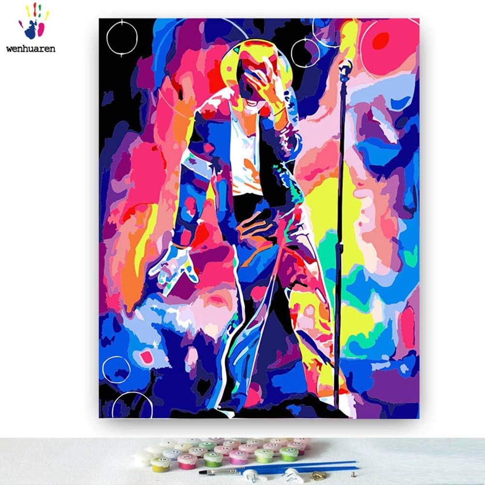 Paint by Number Kits Canvas DIY Oil Painting for Kids, Students, Adults Beginner with Brushes and Acrylic Pigment -Michael Jackson (5639, 16x20 no Frame)