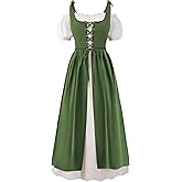 Spooktacular Creations Halloween Renaissance Dress Costume Women, Short Sleeves Medieval Peasant Ren Faire Maxi Dress
