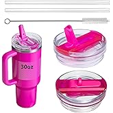 2Pack 30oz Lid Compatible with Stanley Quencher Protour Tumblers,30oz Flip Straw Lid, No Spill 30 oz Tumbler Lids, Tumbler Covers Fit for Stanley Cup Accessories (Hot Pink)
